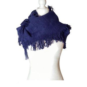 INC Raschel Knit Loop Scarf With Fringe Navy
